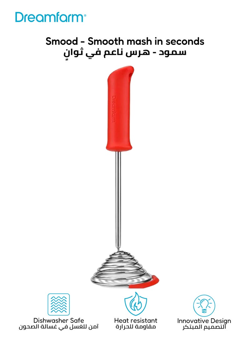 Dreamfarm One-Handed Vegetable & Potato Masher | Stainless Steel Spring Coil | Soft Grip | Bowl Scraper | Dishwasher Safe | Heat Resistant 500°F | 29cm x 9cm x 3.5cm - Image 1