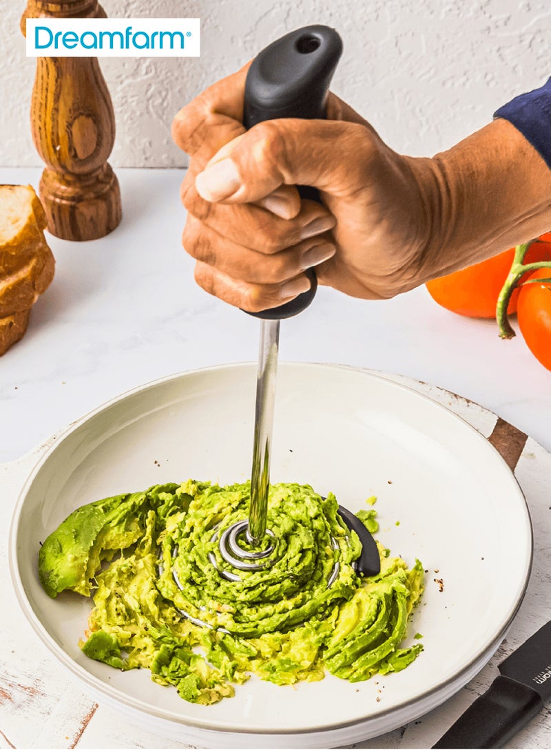 Dreamfarm One-Handed Vegetable & Potato Masher | Stainless Steel Spring Coil | Soft Grip | Bowl Scraper | Dishwasher Safe | Heat Resistant 500°F | 29cm x 9cm x 3.5cm - Image 2
