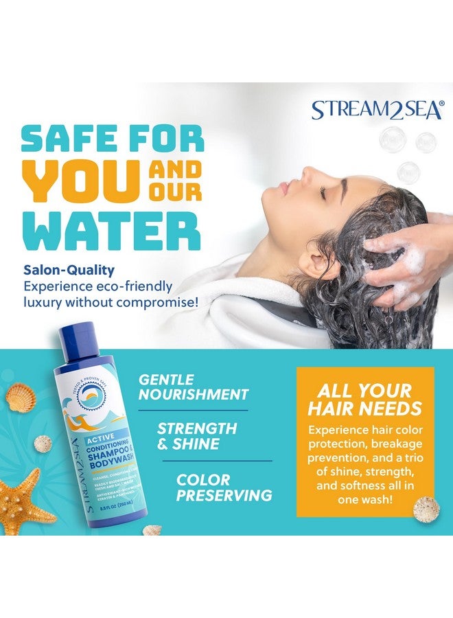 STREAM 2 SEA Non Toxic Shampoo and Conditioner, Body Wash 3 in 1 for Swim - Reef Safe Swimmers Shampoo for Men, Women or Kids - All Natural Organic Shampoo and Conditioner Set with Biodegradable Soap for Camping - Image 3