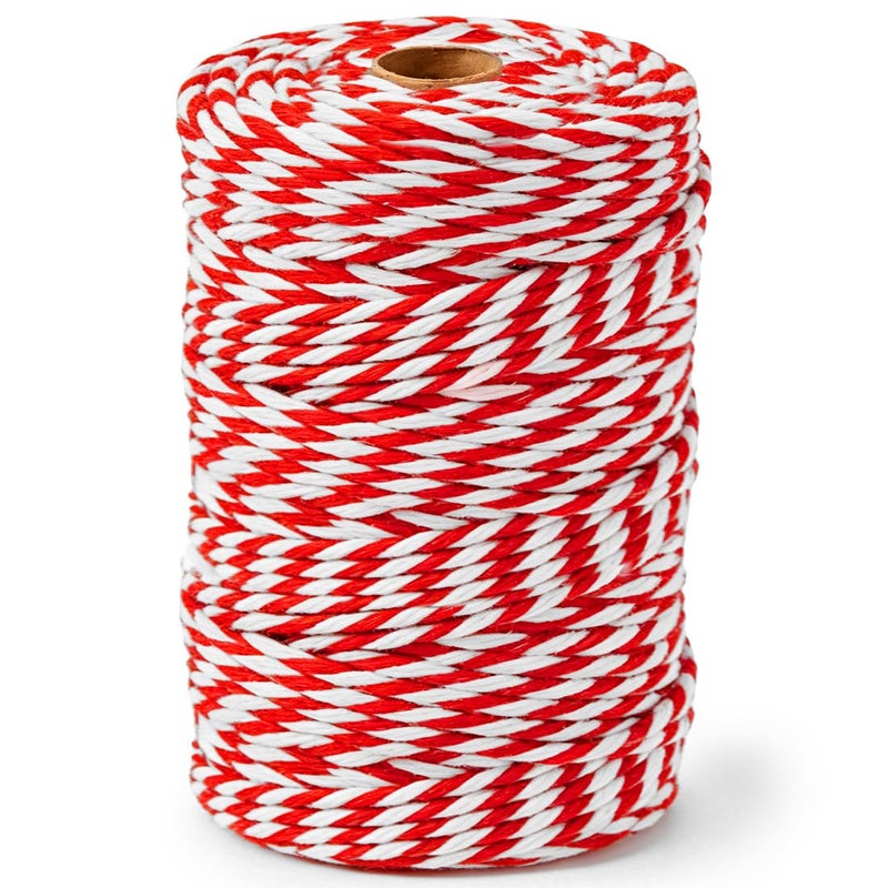 SMART&CASUAL Red and White Cotton Twine, 700 Feet Natural Bakers String for Cooking, Crafts, Gift Wrapping, Butchers, Christmas and Wedding Decor - Image 1