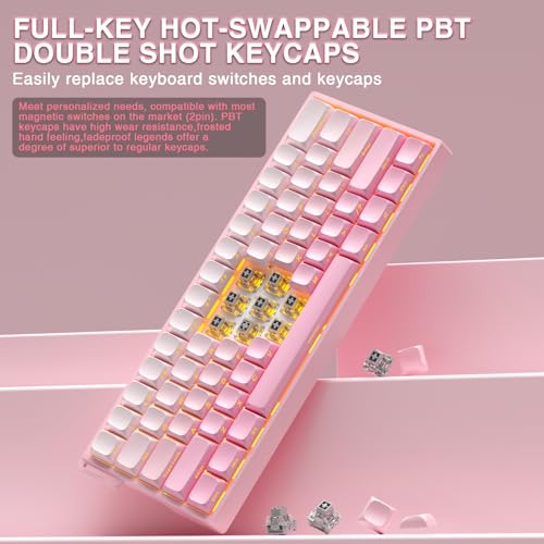 CORBOBO Aula WIN60 HE - 60% Mechanical Gaming Keyboard Wired, Hall Effect Magnetic Switch Hot Swappable,8000 Hz Polling Rate, RGB Keyboard 60 Percent Compact Design for PC (Gradient Pink) - Image 5