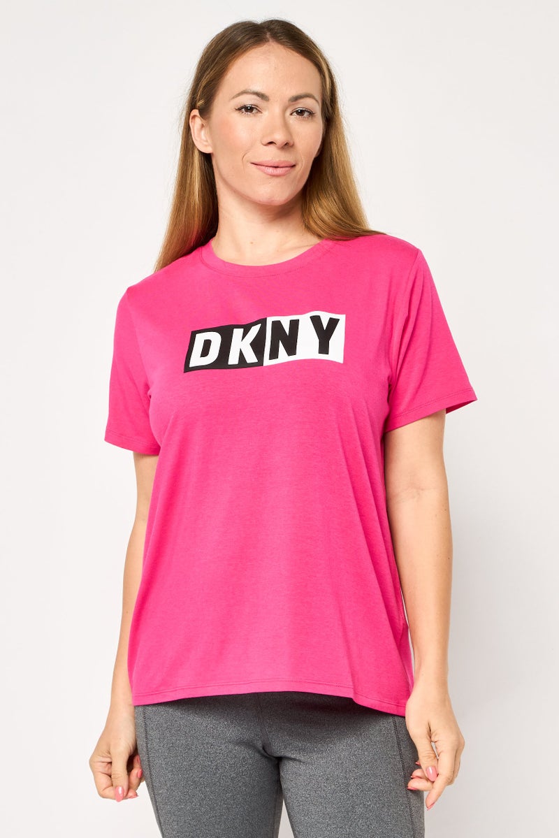 DKNY Sport Women Sportswear Fit Short Sleeve Training T-Shirt, Pink - Image 1
