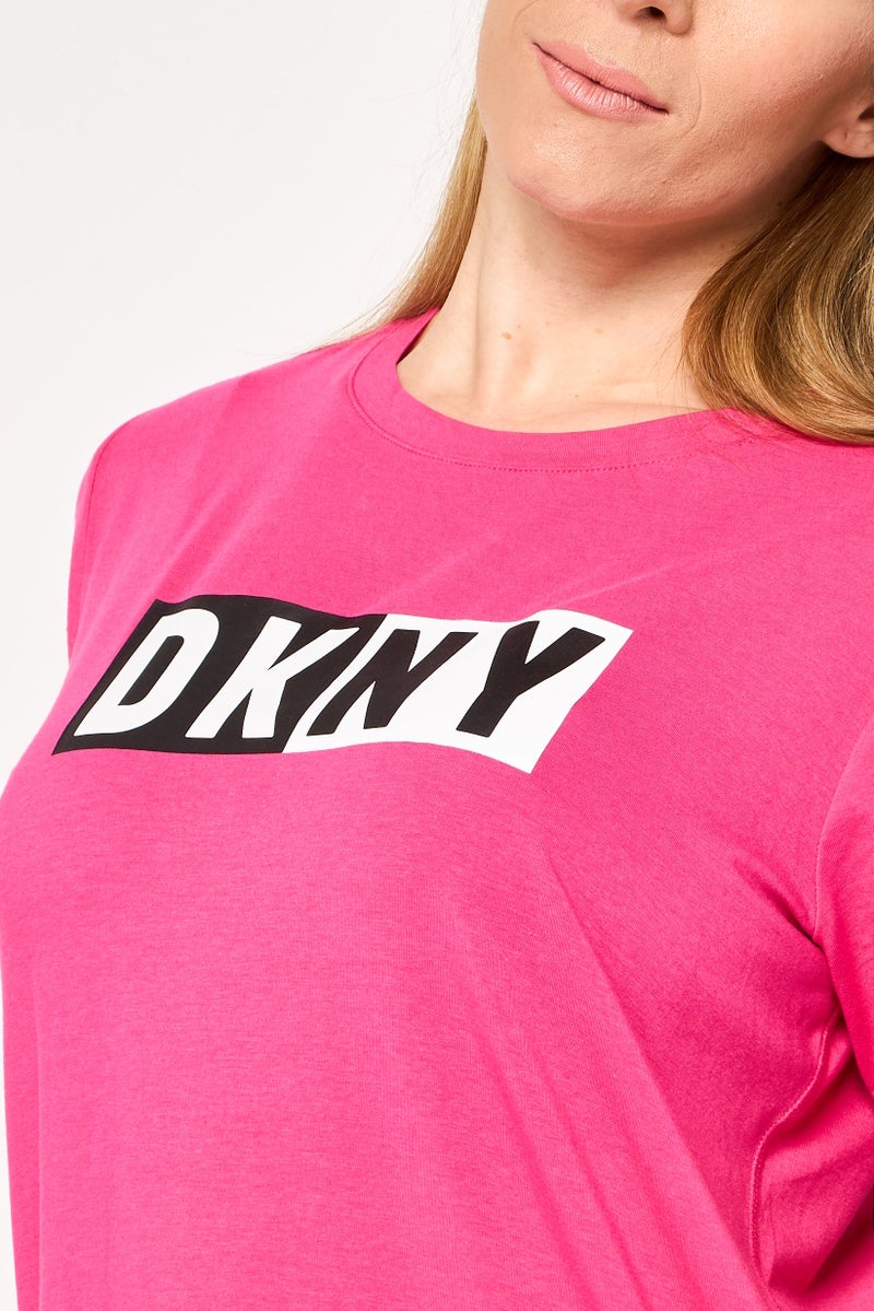 DKNY Sport Women Sportswear Fit Short Sleeve Training T-Shirt, Pink - Image 3