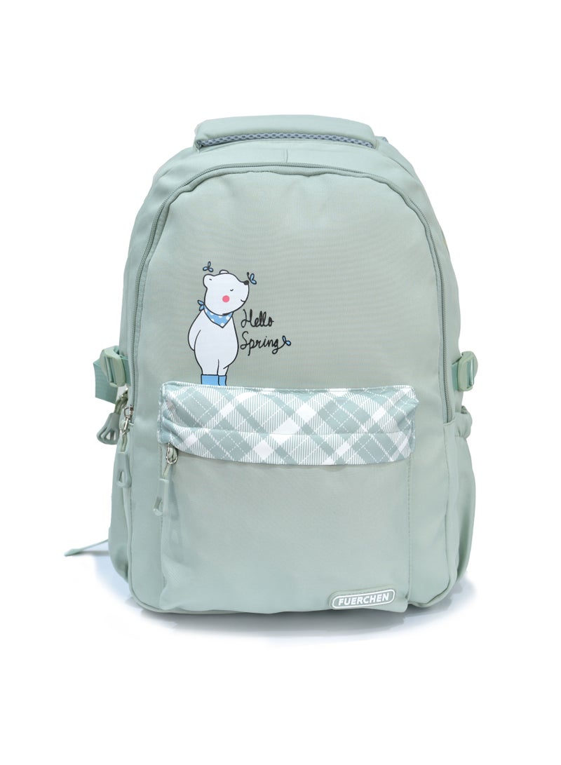 FUERCHEN High quality nylon school backpack for girls and boys, Green - Image 2