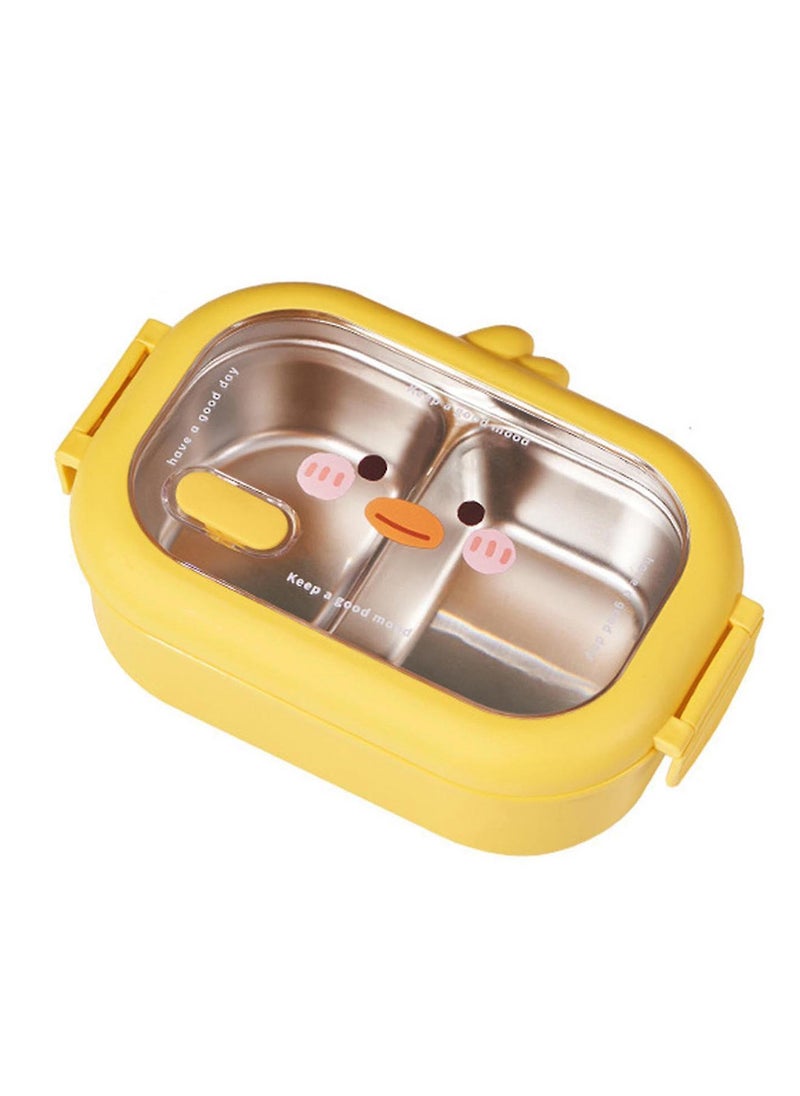 TYCOM Stainless Steel Lunch Box for Kid School Insulated Bento Lunch Box 2 Compartment Divided Lunch Containers with Lids Leakproof BFA Free Dishwasher Safe Yellow.  - Image 1