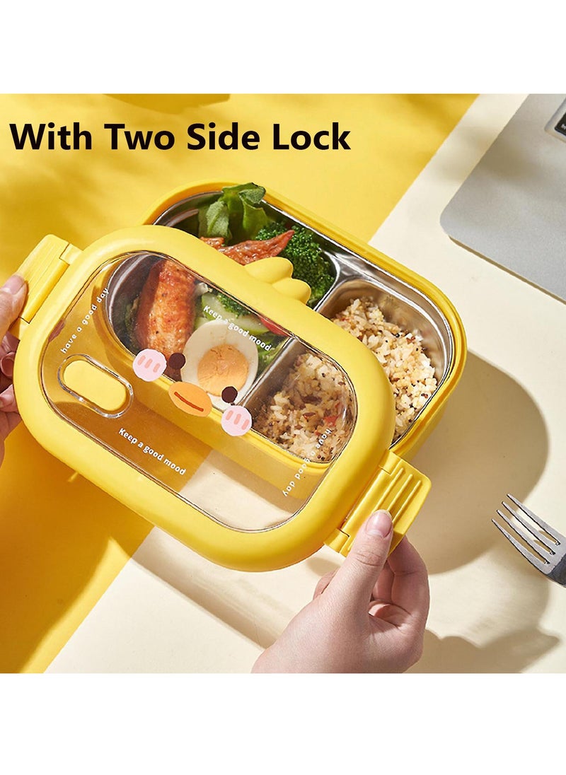 TYCOM Stainless Steel Lunch Box for Kid School Insulated Bento Lunch Box 2 Compartment Divided Lunch Containers with Lids Leakproof BFA Free Dishwasher Safe Yellow.  - Image 2
