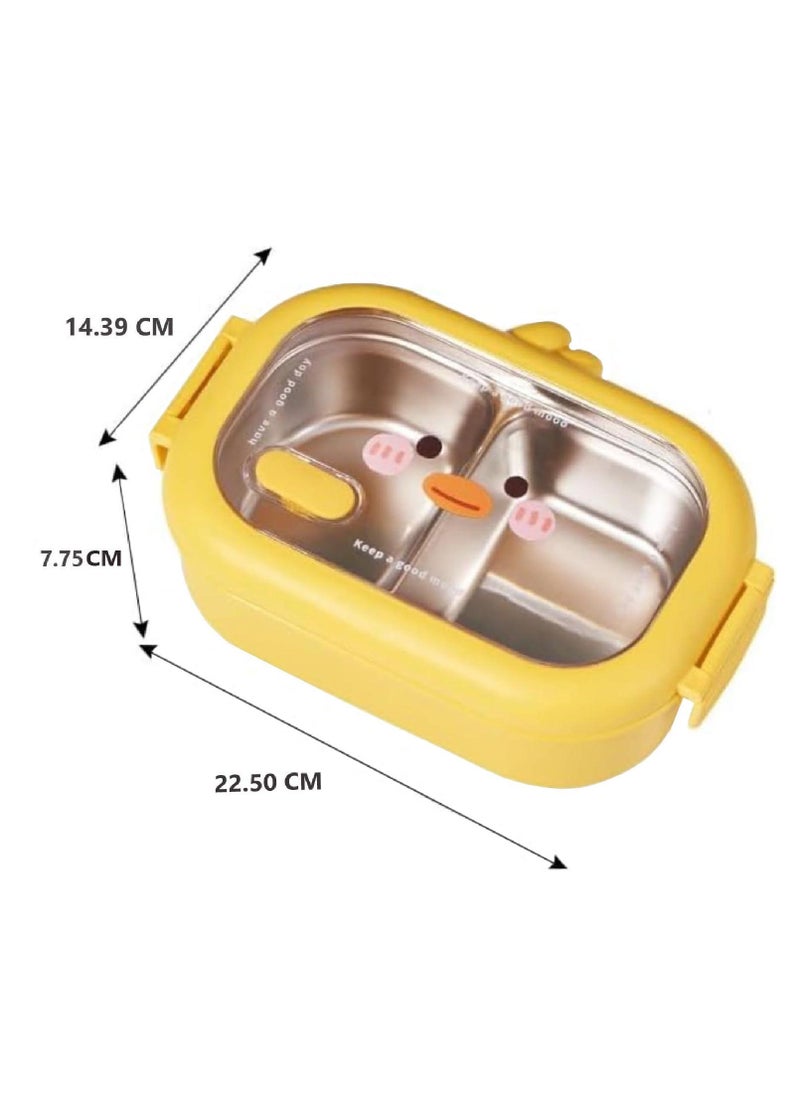 TYCOM Stainless Steel Lunch Box for Kid School Insulated Bento Lunch Box 2 Compartment Divided Lunch Containers with Lids Leakproof BFA Free Dishwasher Safe Yellow.  - Image 3