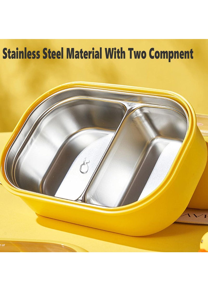 TYCOM Stainless Steel Lunch Box for Kid School Insulated Bento Lunch Box 2 Compartment Divided Lunch Containers with Lids Leakproof BFA Free Dishwasher Safe Yellow.  - Image 5