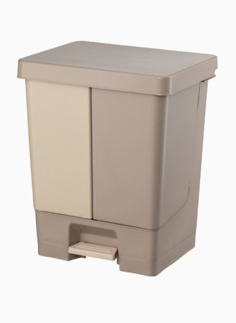 Planet Duo Pedal Waste Bin, Double Bucket & Handle in One Compact Design,Foot Pedal Motion, Made of Hard Plastic Material, Beige (20 Liters)