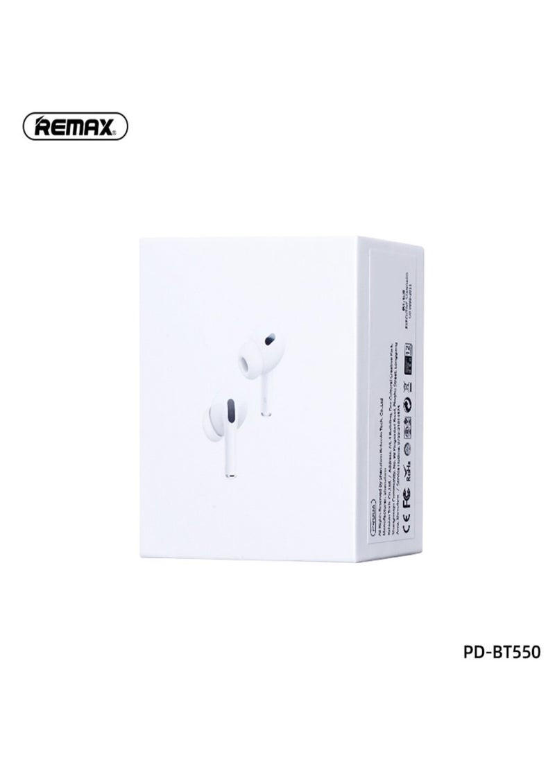 REMAX - PD-BT550 True Wireless Earphones Headphone for Music & Call, Earbuds Noise Cancellation, Calling/music 4 hours, Standby 40 hours, Standard Version, White - Image 1