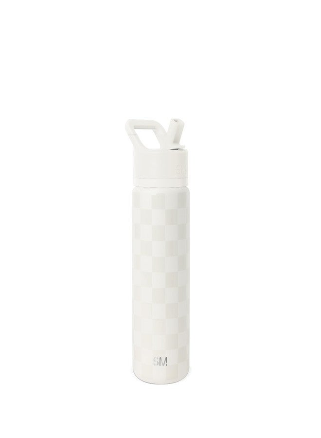 Simple Modern Kids Water Bottle with Straw Lid | Vacuum Insulated Stainless Steel Metal | Reusable Leak Proof BPA-Free Thermos for School | Summit Collection | 18oz, Cream Checkmate - Image 1
