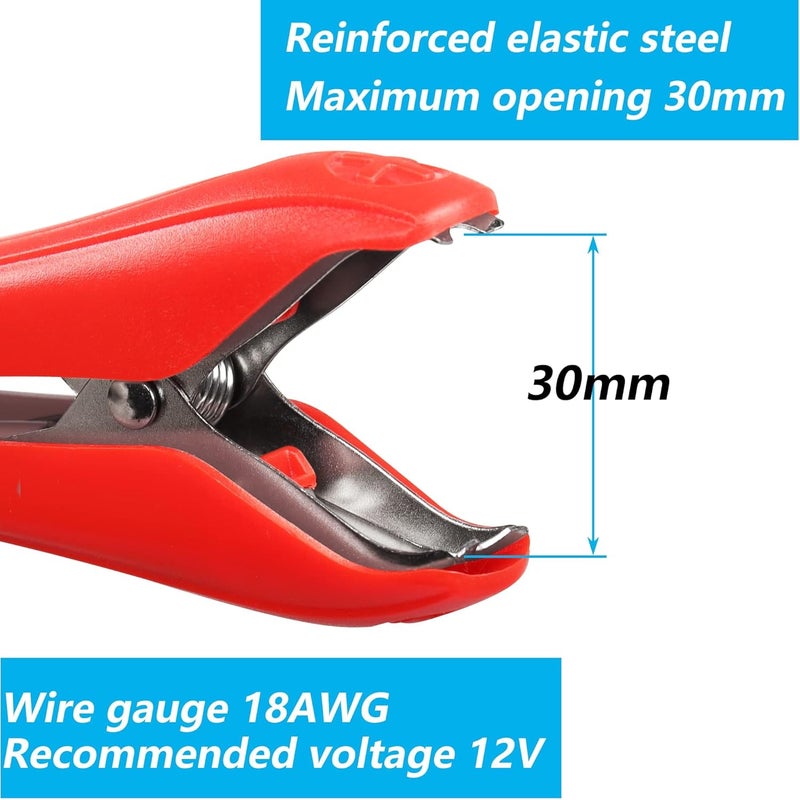 2PCS Car Battery Alligator Clips1.8m Alligator Clips18AWG 12V 24V Battery Clamp Clip-On with Quick Splice Crimp Lock Terminal Extension Cable for Battery Charging Backup Battery Connection Etc - Image 4