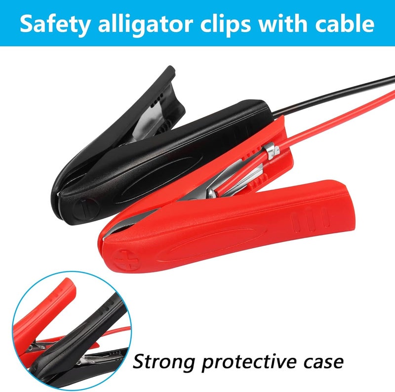 2PCS Car Battery Alligator Clips1.8m Alligator Clips18AWG 12V 24V Battery Clamp Clip-On with Quick Splice Crimp Lock Terminal Extension Cable for Battery Charging Backup Battery Connection Etc - Image 3