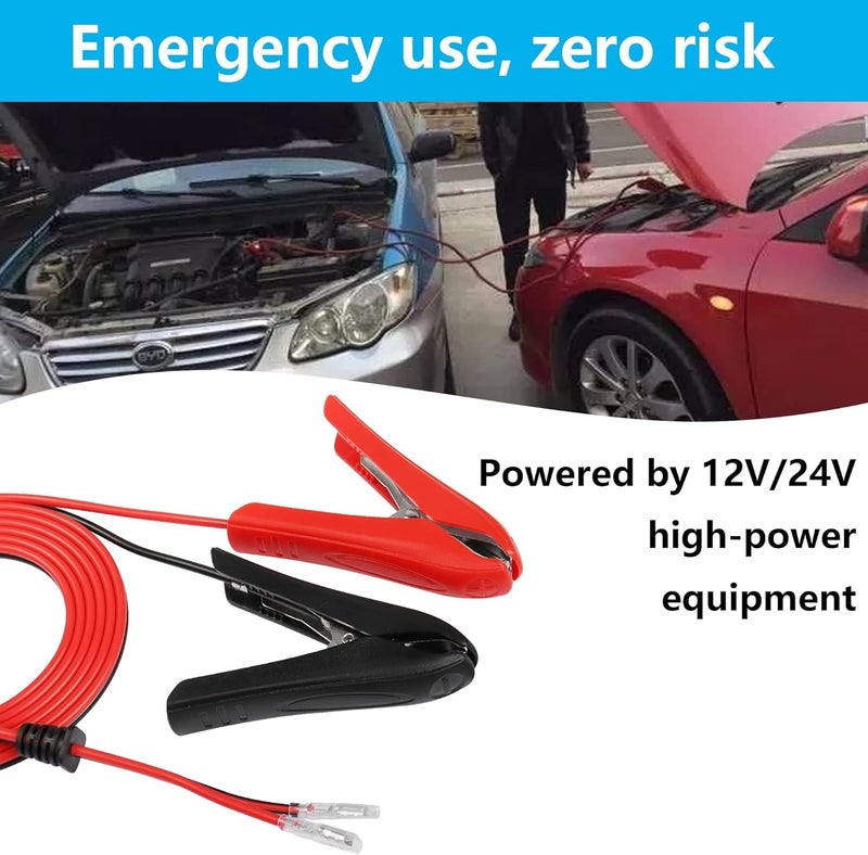 2PCS Car Battery Alligator Clips1.8m Alligator Clips18AWG 12V 24V Battery Clamp Clip-On with Quick Splice Crimp Lock Terminal Extension Cable for Battery Charging Backup Battery Connection Etc - Image 2