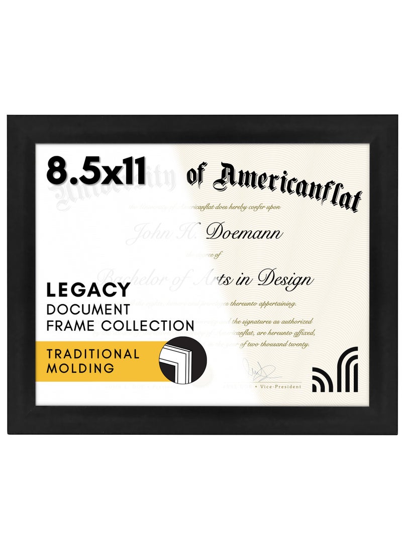 Americanflat Americanflat 85x11 Diploma Frame with ShatterResistant Glass  Document Frames with Engineered Wood  Legacy Collection  Certificate Frame for Tabletop and Wall Display  Black 