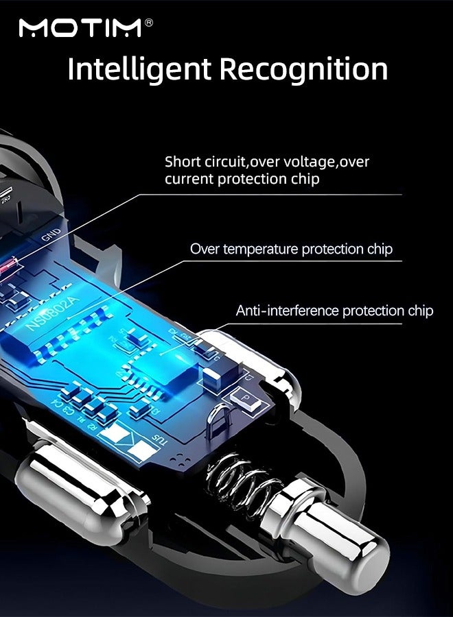 Motim Fast Car Charger with Retractable Charging Cable Fast Car Power Adapter PD36/65W with 3 Ports Charger PD Type C QC Fast Charging Car Charger MP3 Player Support TF Card & USB Disk, FM Transmitter  - Image 5