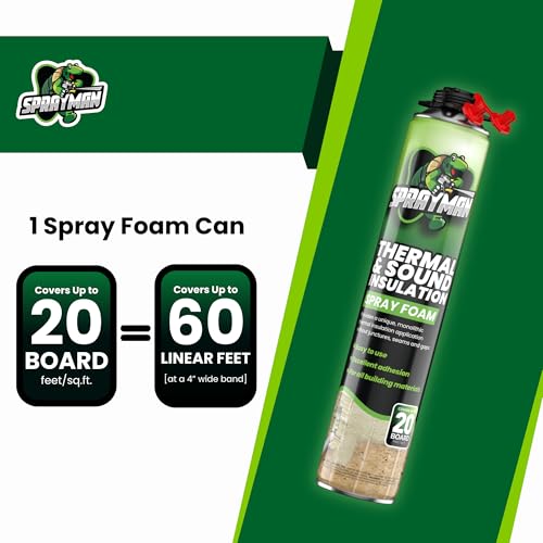 Sprayman Spray Foam Insulation Kit (240 Sq.Ft.) - Closed Cell Polyurethane Expanding Foam Sealant, Thermal & Acoustic Protection for Wall and Attic - Gun & Cleaner Included, 27.1 oz, 12 Pack - Image 5