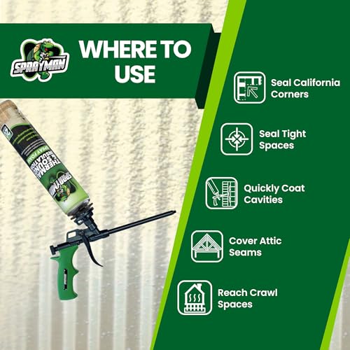 Sprayman Spray Foam Insulation Kit (240 Sq.Ft.) - Closed Cell Polyurethane Expanding Foam Sealant, Thermal & Acoustic Protection for Wall and Attic - Gun & Cleaner Included, 27.1 oz, 12 Pack - Image 2