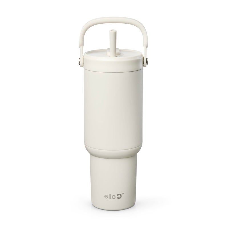 Ello Oasis Go+ 26oz Tumbler with Top Handle and Retracting Straw | Reusable Insulated Stainless Steel Cup, 100% Leakproof Water Bottle, 24 Hours Cold, Cup Holder Friendly For Travel | Mineral - Image 1