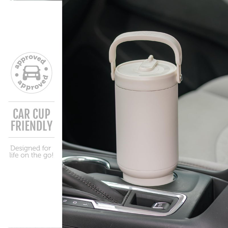 Ello Oasis Go+ 26oz Tumbler with Top Handle and Retracting Straw | Reusable Insulated Stainless Steel Cup, 100% Leakproof Water Bottle, 24 Hours Cold, Cup Holder Friendly For Travel | Mineral - Image 5