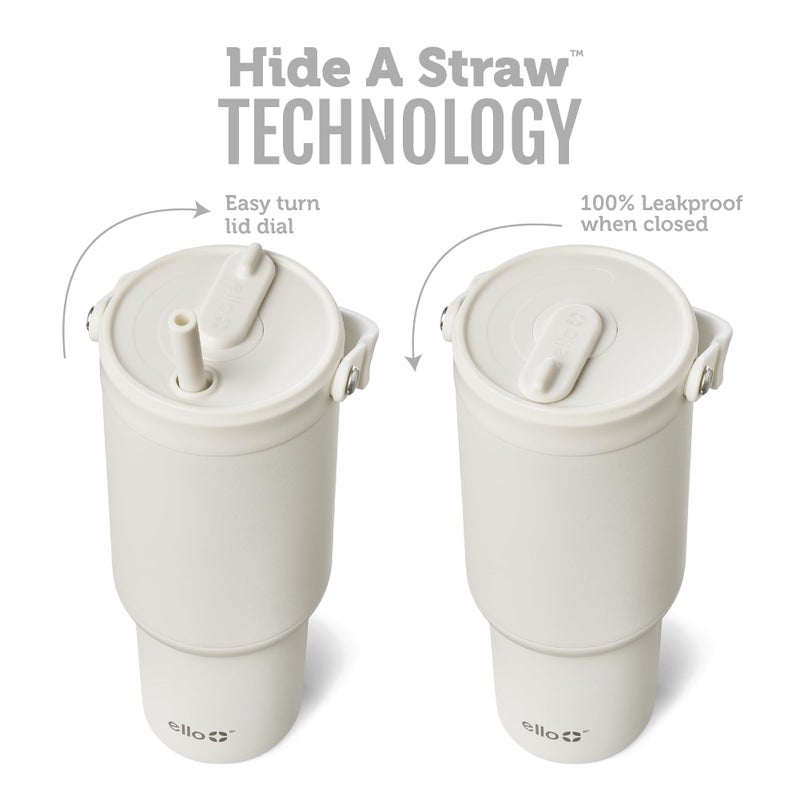 Ello Oasis Go+ 26oz Tumbler with Top Handle and Retracting Straw | Reusable Insulated Stainless Steel Cup, 100% Leakproof Water Bottle, 24 Hours Cold, Cup Holder Friendly For Travel | Mineral - Image 2