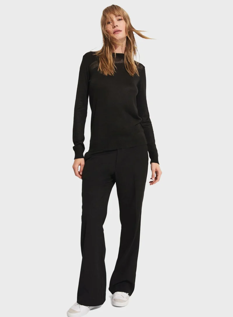 June  Openwork Detail Crew Neck Sweater for Women | Best Price UAE