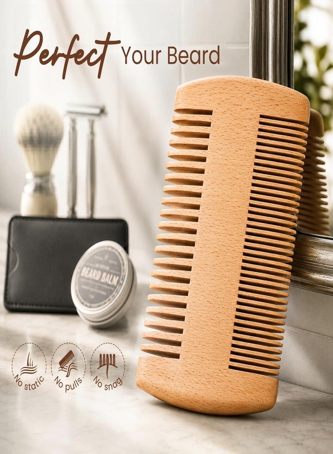 Futricy Wooden Beard Comb for Men - Dual Action Fine & Coarse Teeth Wooden Pocket Hair Mustache Comb with Case, Perfect for use with Balms and Oils, Mens Gifts Stocking Stuffers for Men, Men's Grooming Kit - Image 2