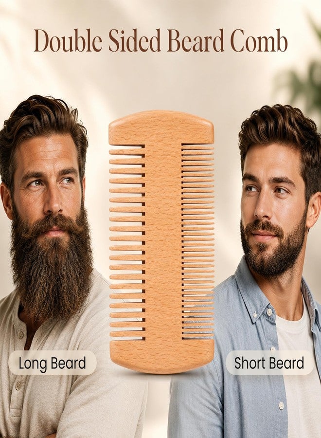 Futricy Wooden Beard Comb for Men - Dual Action Fine & Coarse Teeth Wooden Pocket Hair Mustache Comb with Case, Perfect for use with Balms and Oils, Mens Gifts Stocking Stuffers for Men, Men's Grooming Kit - Image 3