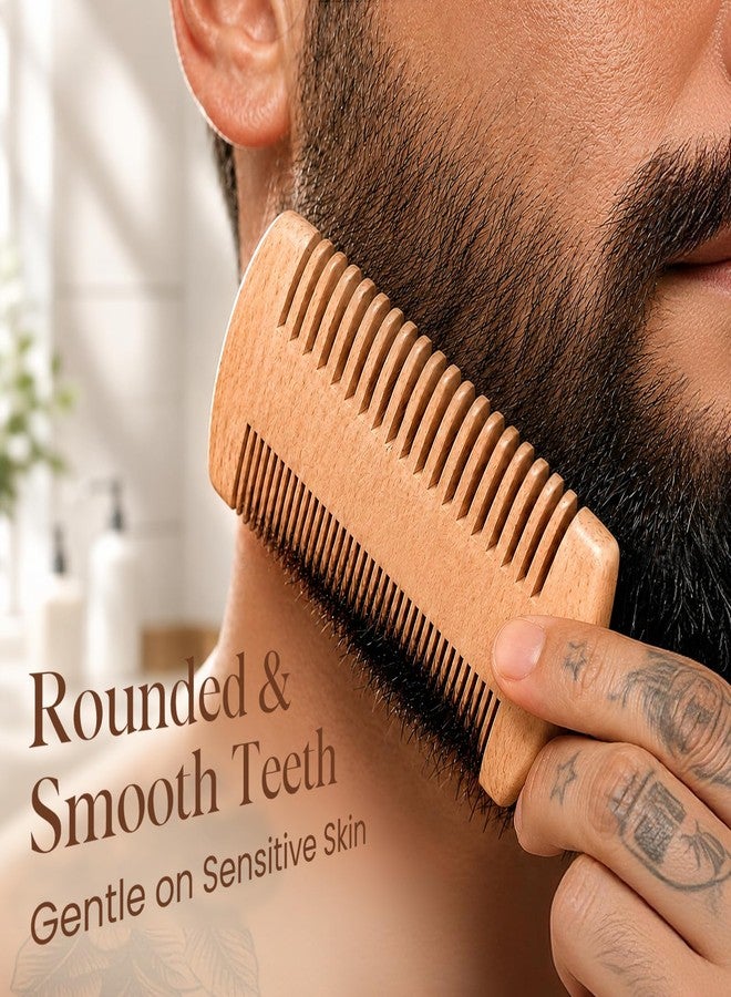 Futricy Wooden Beard Comb for Men - Dual Action Fine & Coarse Teeth Wooden Pocket Hair Mustache Comb with Case, Perfect for use with Balms and Oils, Mens Gifts Stocking Stuffers for Men, Men's Grooming Kit - Image 4