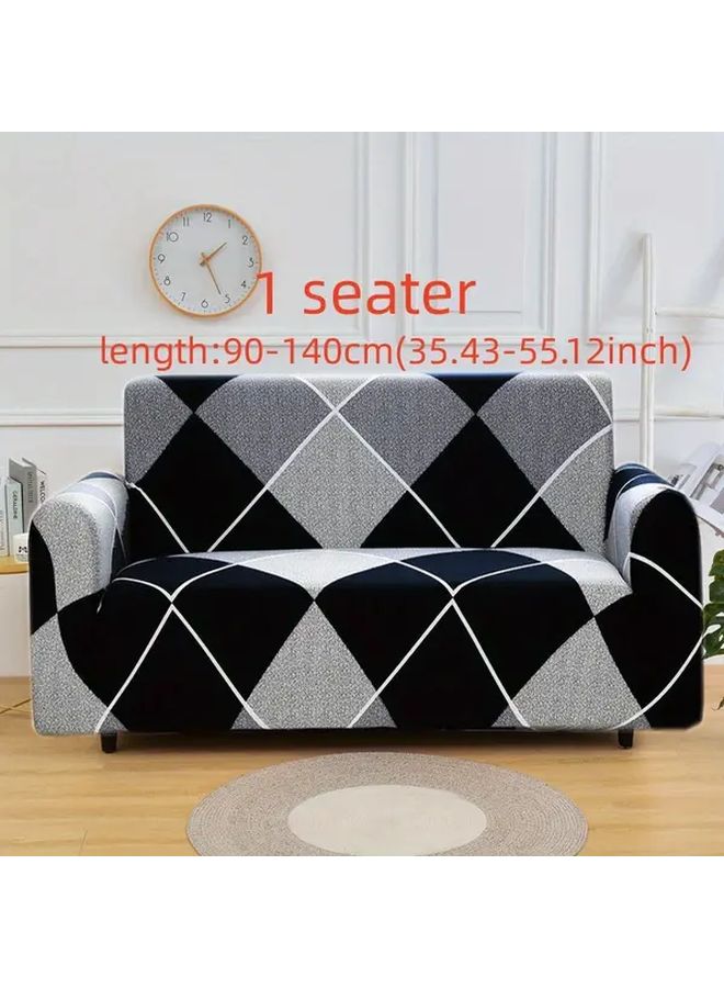 غطاء أريكة مطبوع بمقعد فردي مع غطاء وسادة مجاني واحد اللون D - Image 1