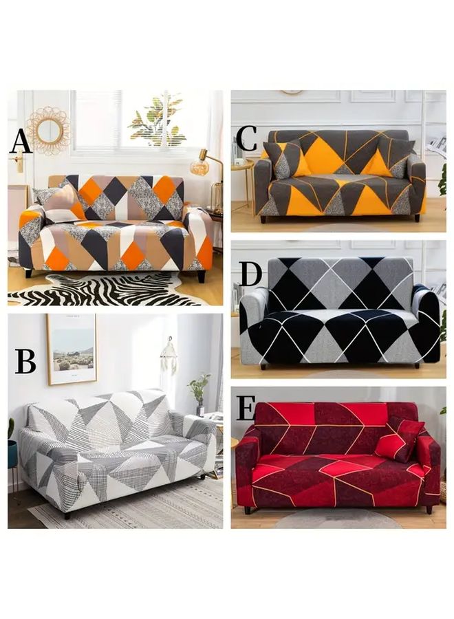 غطاء أريكة مطبوع بمقعد فردي مع غطاء وسادة مجاني واحد اللون D - Image 2
