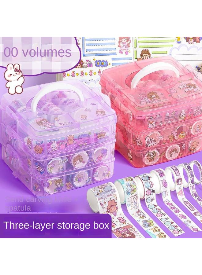 Bluejw Luxury 100 Roll Hand Account Tape Sticker Suit Color Film And Paper Tape Cartoon Cute Girl Gift Box - Image 2