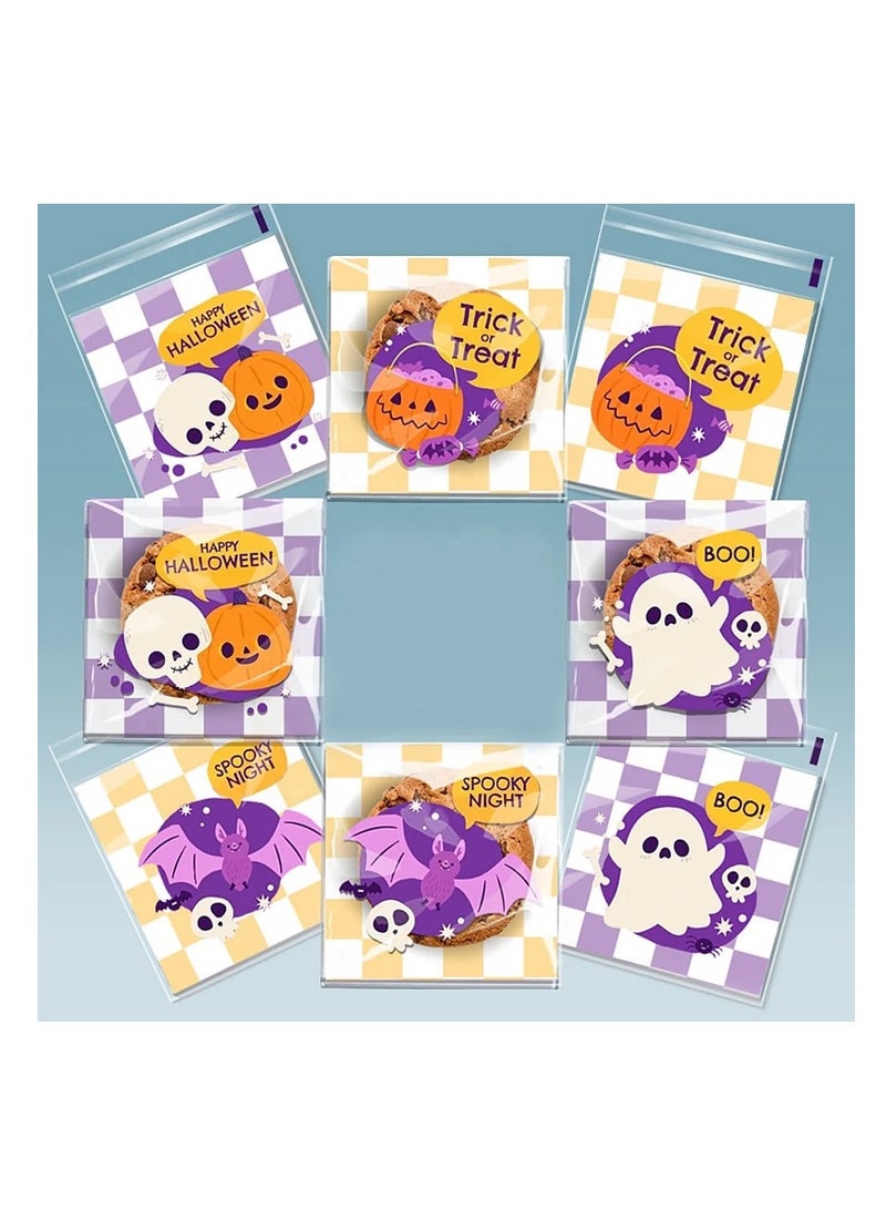 100pcs/pack trick or treat cookie sweet plastic bag clear self adhesive bags for happy Halloween pumpkin party size 10*10+3cm - Image 2