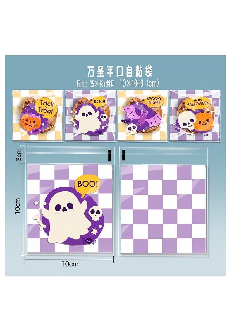 100pcs/pack trick or treat cookie sweet plastic bag clear self adhesive bags for happy Halloween pumpkin party size 10*10+3cm - Image 3