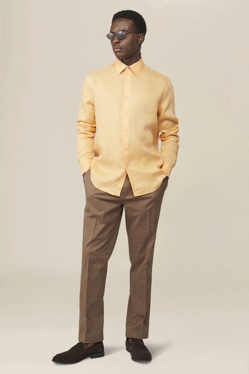 دوبل غانغر Men's casual shirt - Apricot