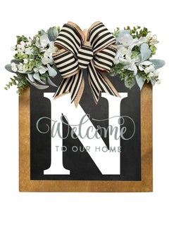Y&D Welcome Sign Creative Bowknot Letter Wreath In Front Of The Door Outdoor Decoration Props For The Courtyard 30x35CM  - Image 1