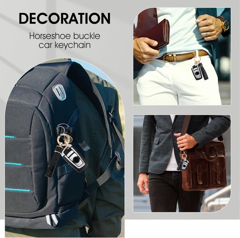Amabro Leather Car Keychain with Diamond Anti-Lost Design and 360 Degree Rotatable Key Fob - Image 4