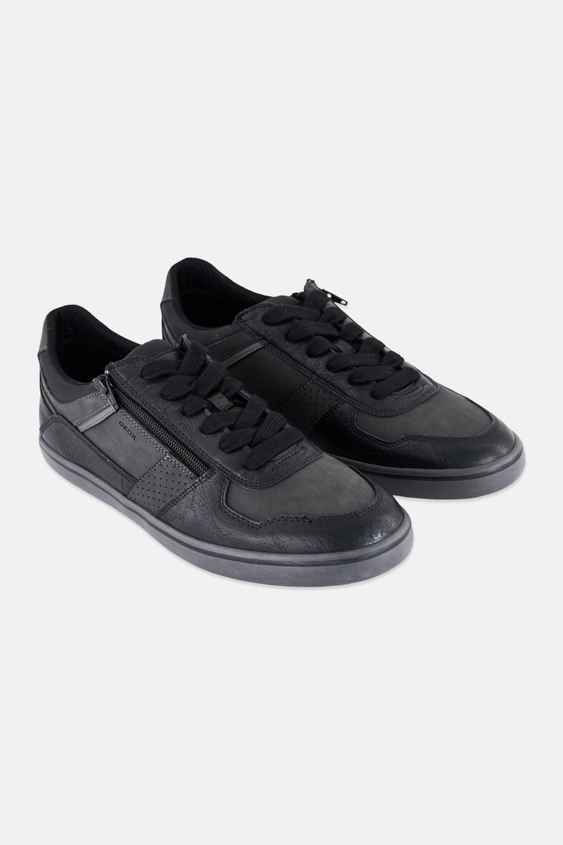 GEOX Men U Elver A-Wrink Lace Up Casual Shoes, Black - Image 1