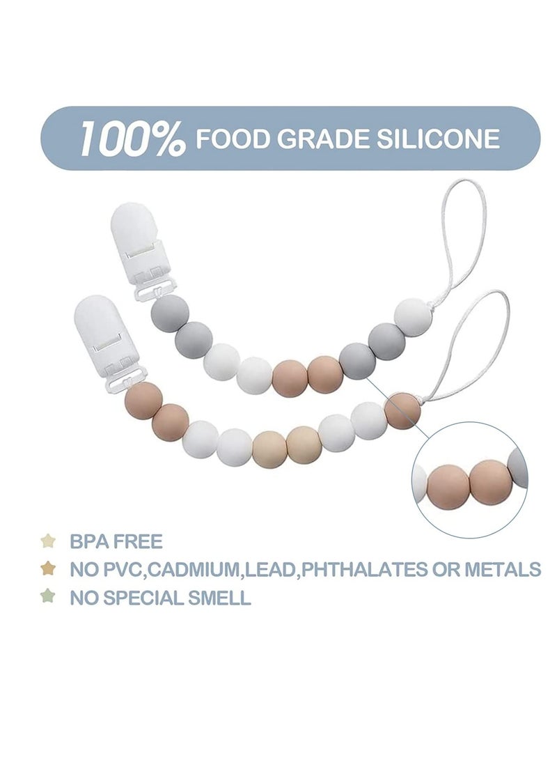 SUNSAR 2 Pcs Silicone Pacifier Clip with One Piece Design,Soft Flexible Baby Pacifier Holder - Image 2