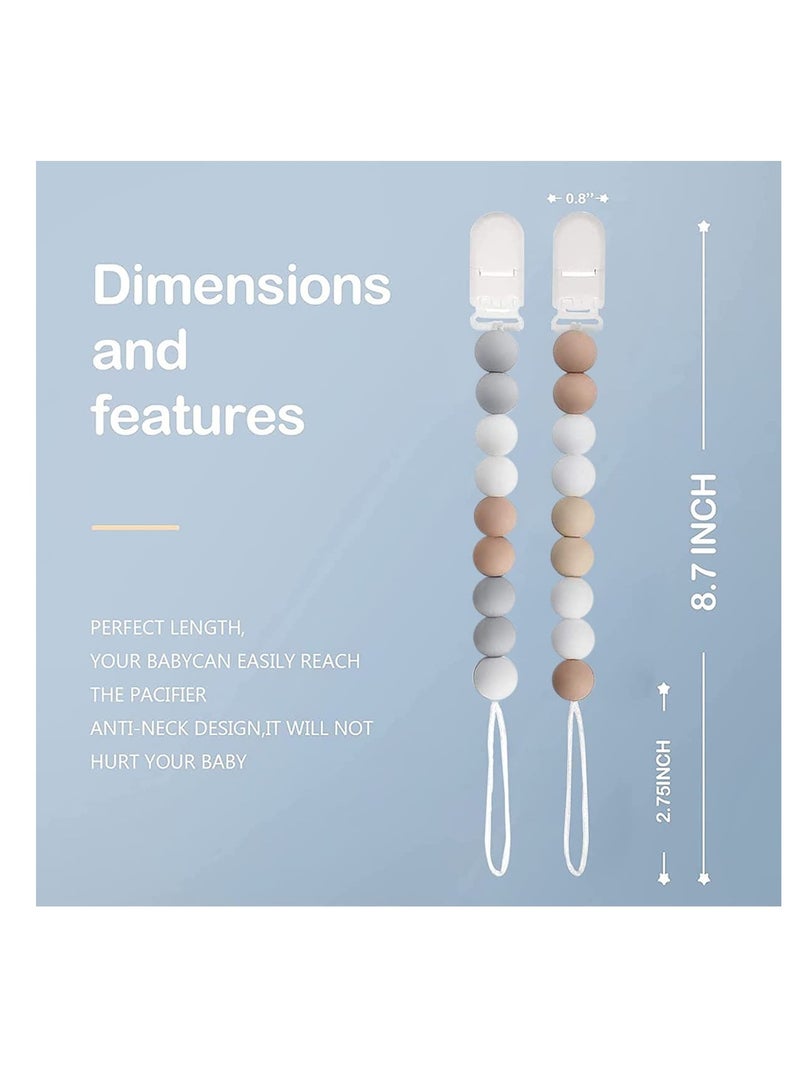 SUNSAR 2 Pcs Silicone Pacifier Clip with One Piece Design,Soft Flexible Baby Pacifier Holder - Image 3