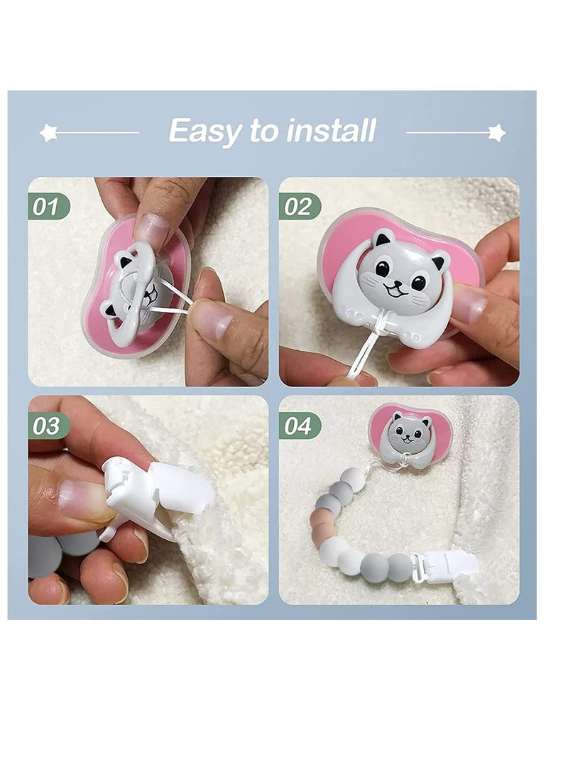 SUNSAR 2 Pcs Silicone Pacifier Clip with One Piece Design,Soft Flexible Baby Pacifier Holder - Image 4