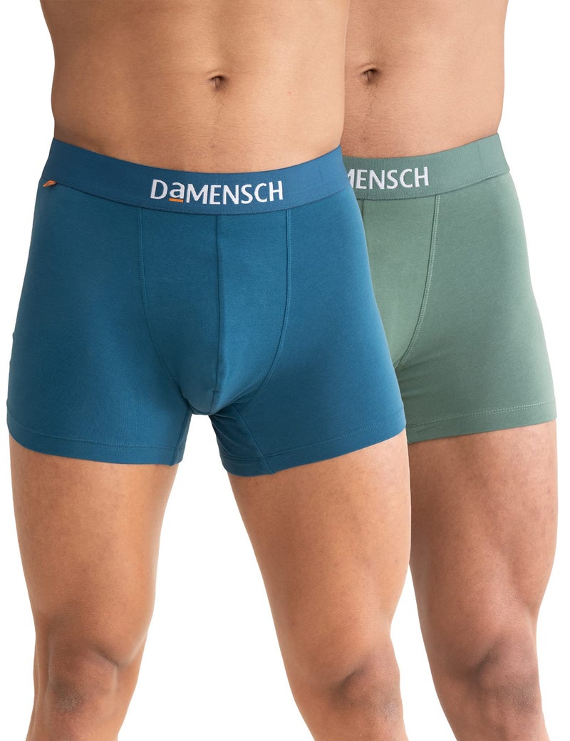 DAMENSCH Regular Fit Solid Cotton Blend Trunk Underwear Anti-Bacterial Moisture Wicking Breathable Microfibre Waistband Deo-Cotton Trunks for Men-Dark Ivy, Lysons Blue-M - Image 1