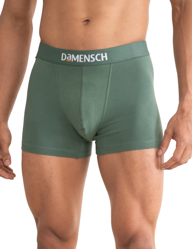 DAMENSCH Regular Fit Solid Cotton Blend Trunk Underwear Anti-Bacterial Moisture Wicking Breathable Microfibre Waistband Deo-Cotton Trunks for Men-Dark Ivy, Lysons Blue-M - Image 2