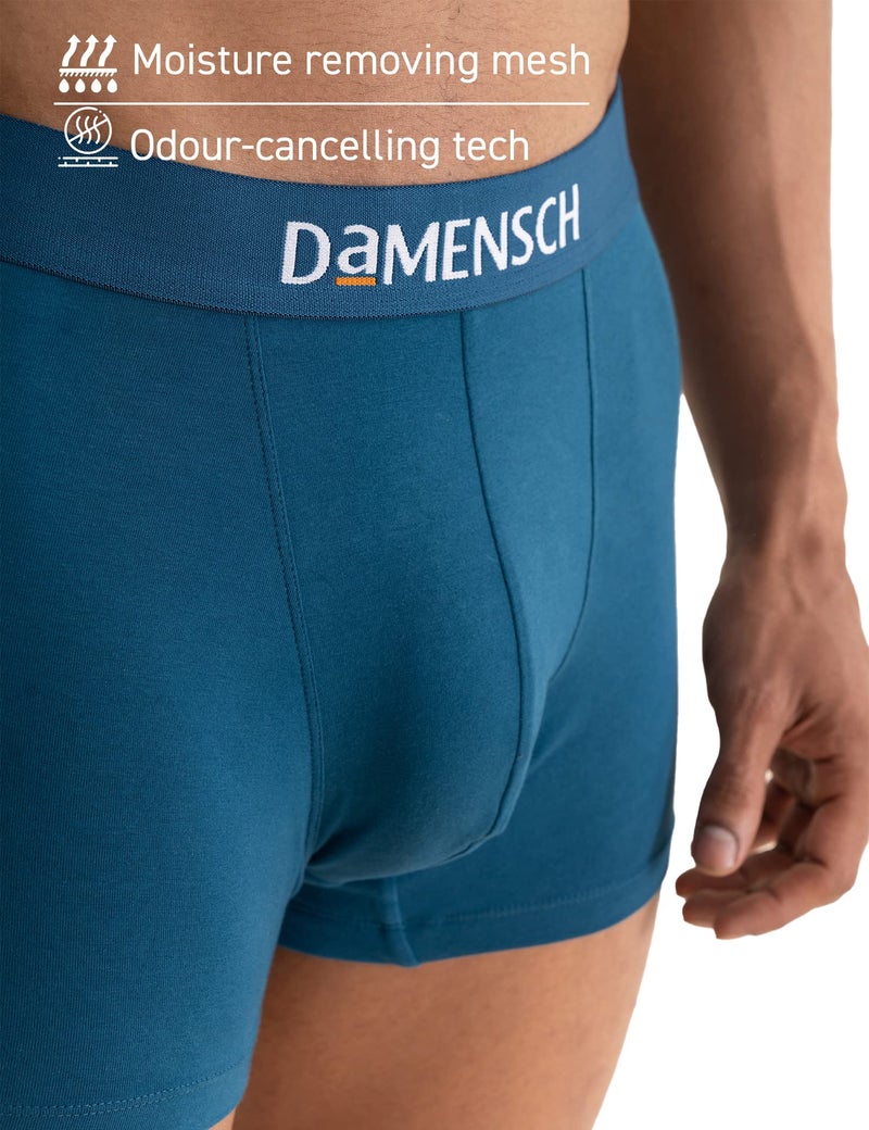 DAMENSCH Regular Fit Solid Cotton Blend Trunk Underwear Anti-Bacterial Moisture Wicking Breathable Microfibre Waistband Deo-Cotton Trunks for Men-Dark Ivy, Lysons Blue-M - Image 5