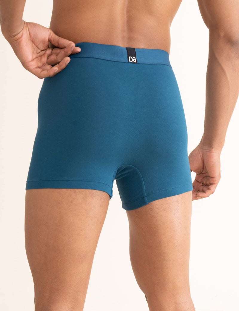 DAMENSCH Regular Fit Solid Cotton Blend Trunk Underwear Anti-Bacterial Moisture Wicking Breathable Microfibre Waistband Deo-Cotton Trunks for Men-Dark Ivy, Lysons Blue-M - Image 3