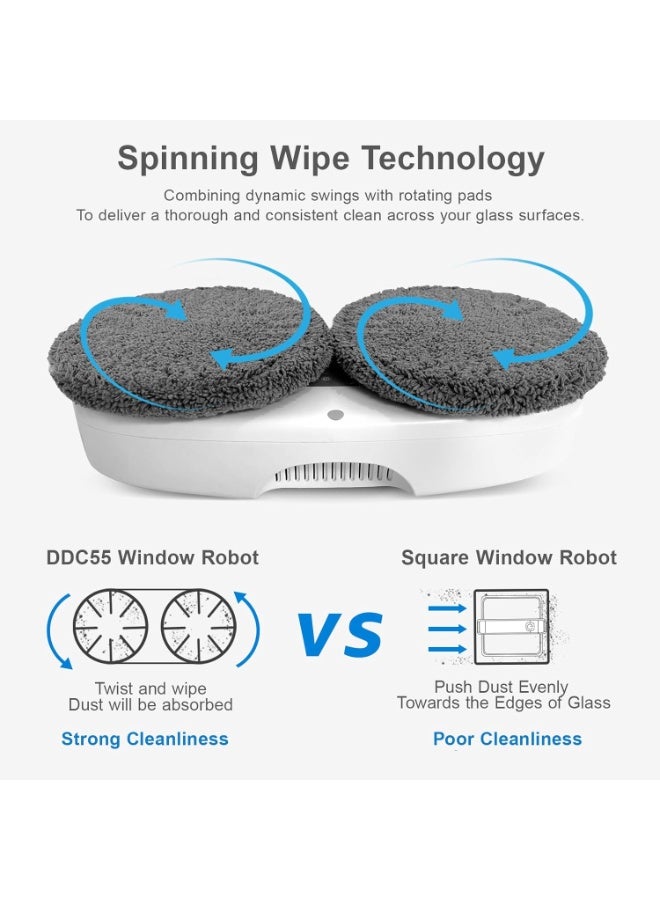 HUTT DDC55 Window Cleaning Robot with Remote | 3800Pa Suction, Smart Edge Detection, Anti-Fall Safety, for Glass, Tiles & Bathrooms – Includes 12 Cleaning Cloths  - Image 4