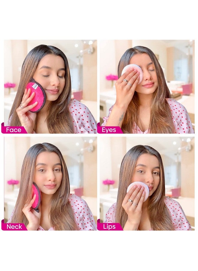 SOFTSPUN Microfiber Reusable Makeup Remover Cleansing Pads For Face, Eyes, Lipstick, Pack Of 4, 280 Gsm, 12X12Cms, Blue+White, Safe For All Skin Types. - Image 5