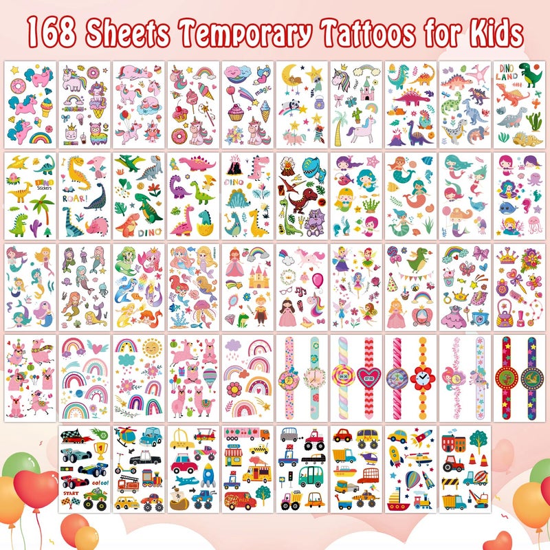 Partywind 168 Sheets (2000 Styles) Kids Temporary Tattoos for Party Supplies, Fake Tattoo Stickers with Dinosaur/Mermaid/Pirate for Boys and Girls, Birthday Games for Back to School Party - Image 3