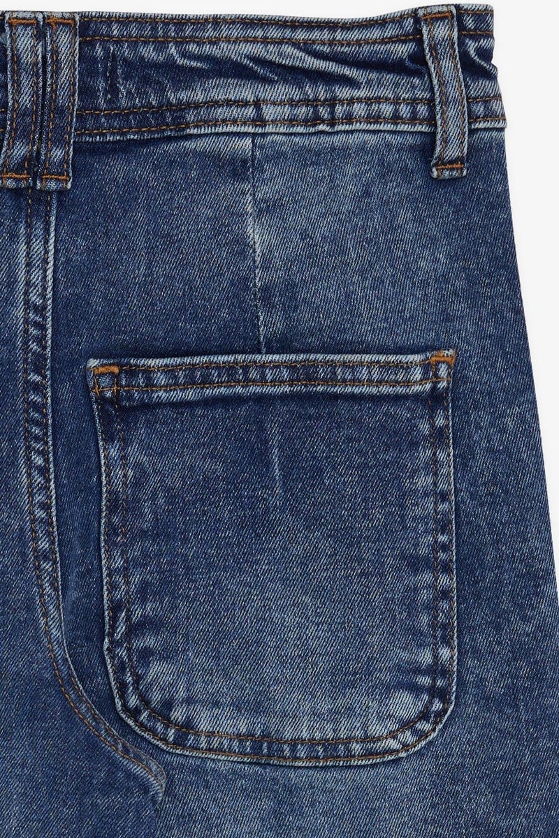 Breeze Girl's Jean Trousers Buttoned with Back Pocket Flared Legs 9-14 Years, Blue 