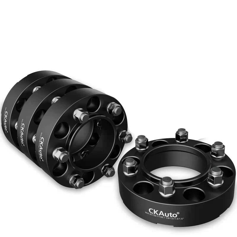 CKAuto 4 Pack 6x5.5 Hub Centric Wheel Spacers, 1.50" 6x139.7mm Wheel Spacers, 106.1mm Center Bore with M12x1.5 Studs - Image 2